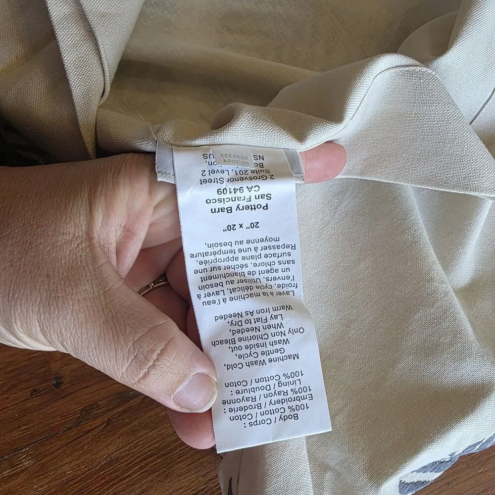 pottery barn pillow cover 20x20 Embroidered Shades Of Gray
